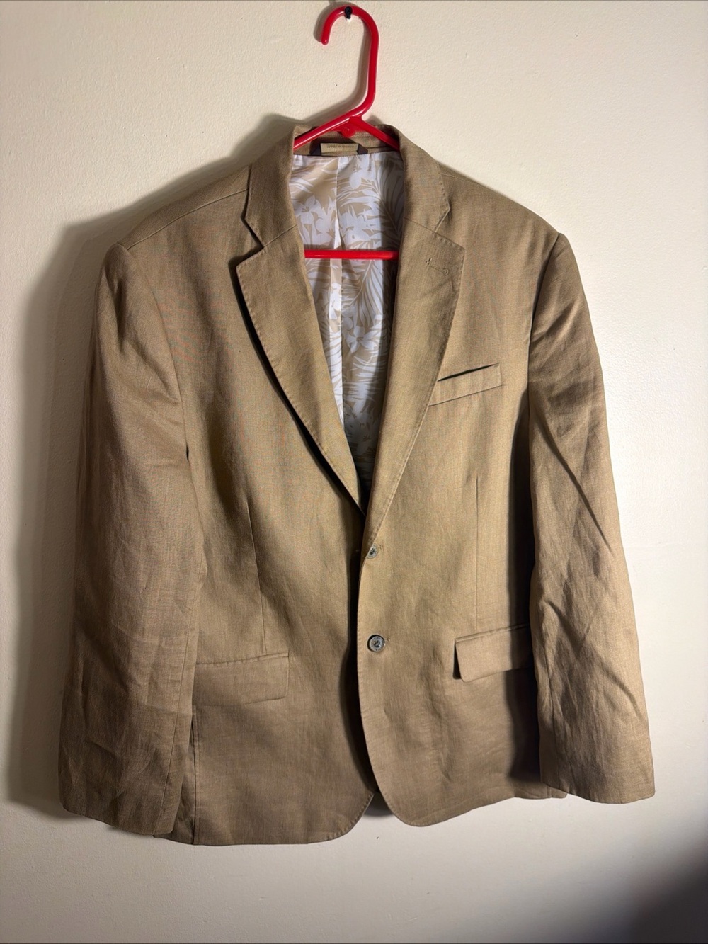 Tasso Elba Blazer Large 100% Linen Beige Classic Fit Casual Men’s Sport Coat